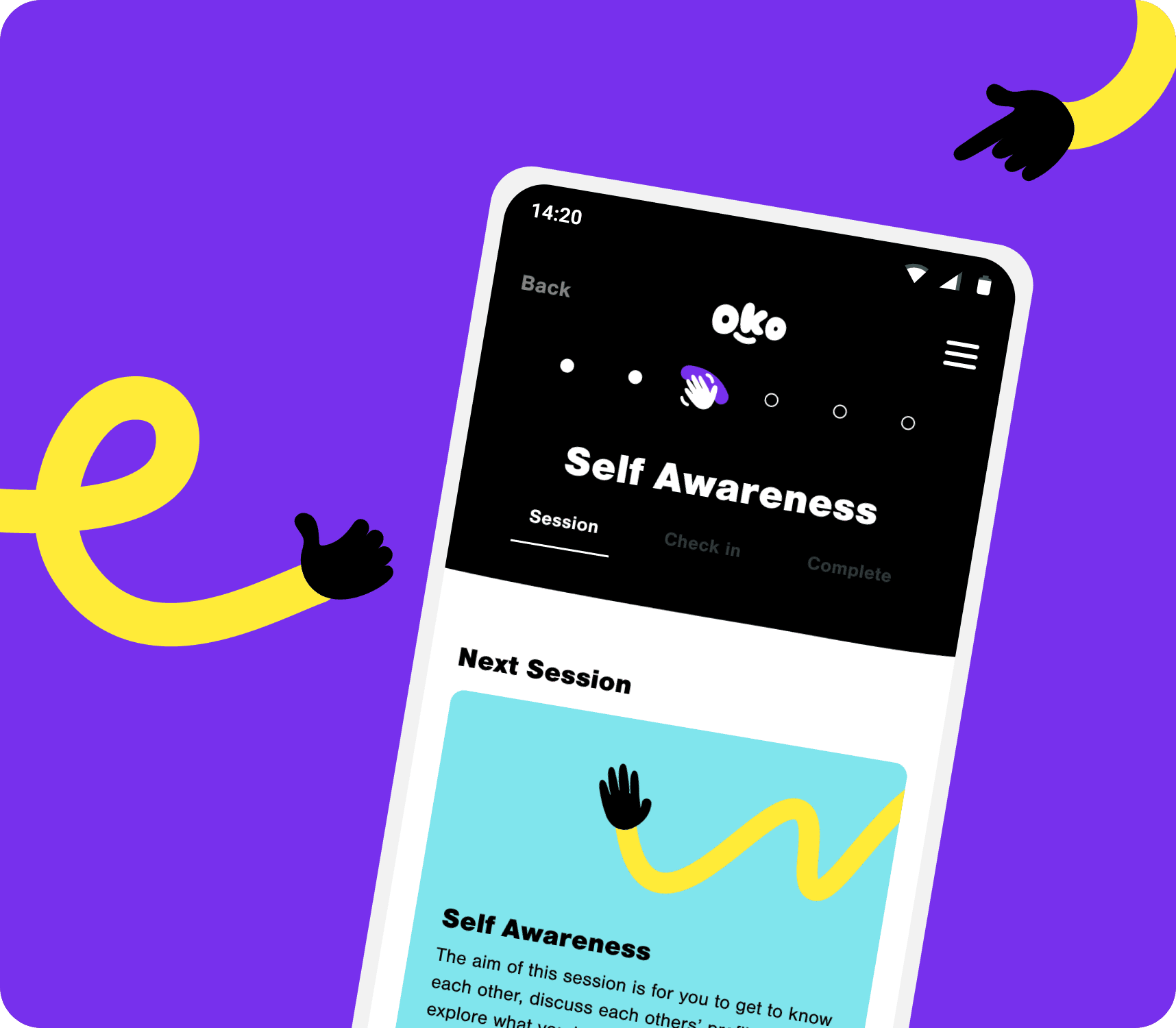 Mockup of our OKO app